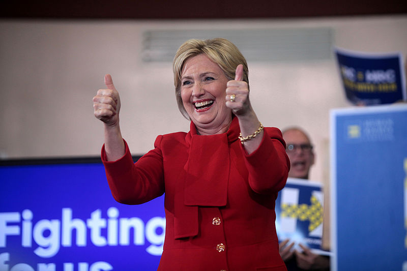 Hillary Clinton giving the thumbs up;